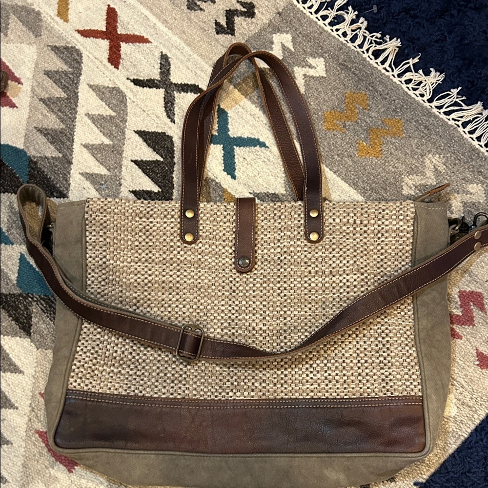 Myra Bags-Stylish Brown and Tan Tote Bag